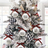 Christmas Ornaments - Set of 12 Shatterproof White Bulbs Adorned with Buffalo Plaid Bows - Rustic Farmhouse Christmas Tree Decorations for Xmas Tree Decor ORIENTAL CHERRY
