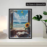 SKRYUIE 5D Beach Diamond Painting Kits - DIY Diamond Art Kits for Adults Sunflower, Full Round Drill - Crystal Embroidery Cross Stitch - Craft for Wall & Office Decor - 12x16 Inch k3 SKRYUIE