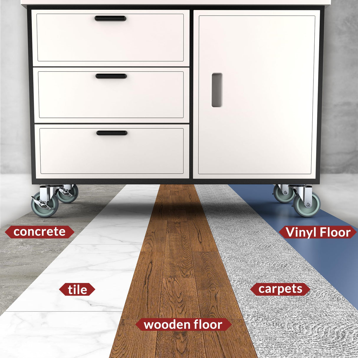 HOLKIE 3 inch Caster Wheels with Side Brakes Swivel Casters for Workbench, Furniture or Other Equipments Load Capacity 500LBS (Set of 4) HOLKIE
