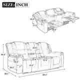 3 Seater Home Theater Recliner Manual Recliner Chair with Two Built in Cup Holders for Living Room,Bedroom, Grey Generic