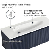 Malwee 48 Inch Floating Bathroom Vanity with Sink, 48'' Single Sink Wall Mounted Bathroom Vanity, with 3 Doors and White Waterdrop Gel Coat Basin (058-48 * 18, NBL) Malwee