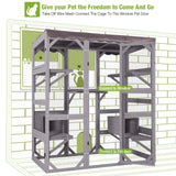 GUTINNEEN Catio Outdoor Cat Enclosure Large Walk in Window Cat House for Mulitiple Cats with 7 Platforms and 2 Resting Box,Tarp Roof,71 inch GUTINNEEN