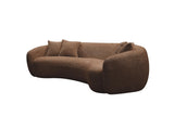 KEIKI 103" Boucle Half Moon Curved Sectional Sofa with 4 Throw Pillows, Modern 5-Seater Teddy Fleece Leisure Couch with Curved Backrest, Easy Assembly, for Living Room, Bedroom, Brown KEIKI