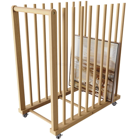 UNZERO Art Storage Rack, Art Canvas Storage, Canvas Boards Rack Art Storage with Handle & Caster Wheels for Drawing Board, Panel, Paper Pad for Art Studios, Artworks, Gallery UNZERO