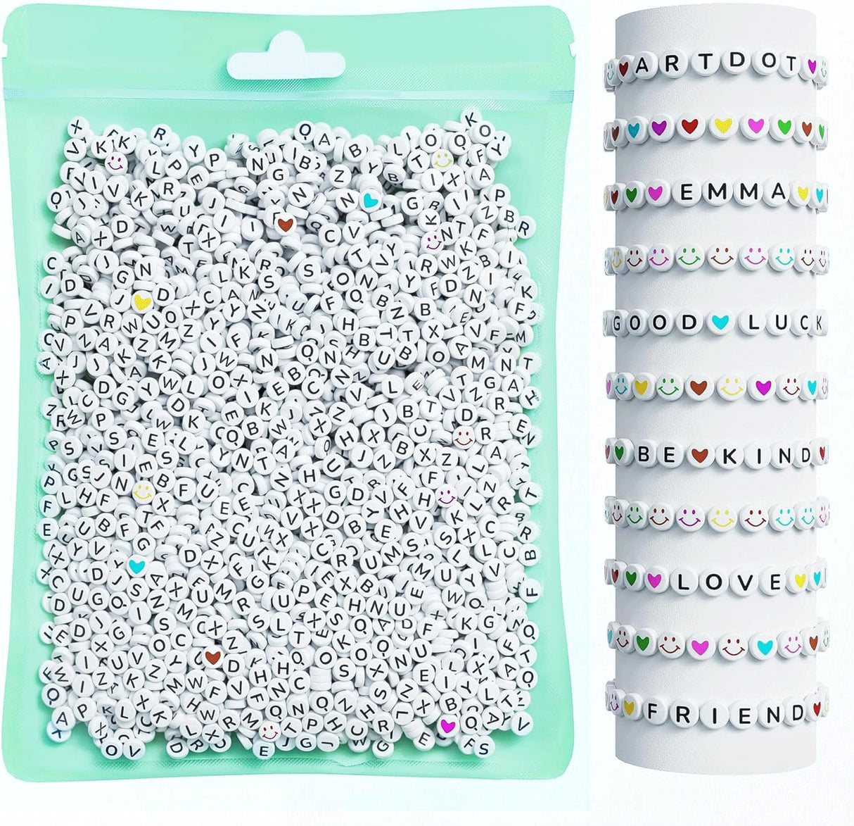 ARTDOT 800 Pieces Assorted Letter Beads for Friendship Bracelets Making Kit, 28 Styles Jewelry Making Supplies Alphabet Beads Set Preppy Crafts Art ARTDOT