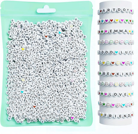 ARTDOT 800 Pieces Assorted Letter Beads for Friendship Bracelets Making Kit, 28 Styles Jewelry Making Supplies Alphabet Beads Set Preppy Crafts Art ARTDOT