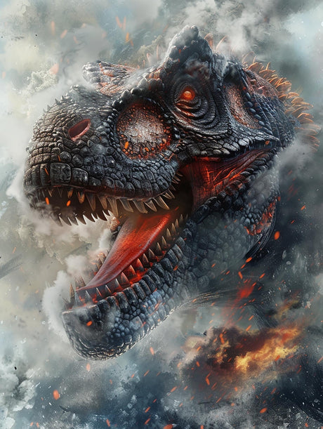 Diymood DIY 5D Diamond Painting Kits for Adults Dinosaur - Paint with Diamond Art Kits for Adults Volcano Full Drill Round Canvas Mosaic Beginner Home Wall Decor Gift 12x16 inch z13 Diymood