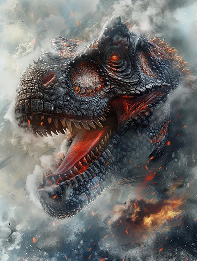 Diymood DIY 5D Diamond Painting Kits for Adults Dinosaur - Paint with Diamond Art Kits for Adults Volcano Full Drill Round Canvas Mosaic Beginner Home Wall Decor Gift 12x16 inch z13