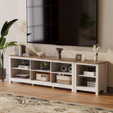 BVIUNTWO TV Stand for 85 Inch TV, White Entertainment Center for 80 inch TV Console Table with 8 Cubby Storage for Living Room Bedroom BVIUNTWO