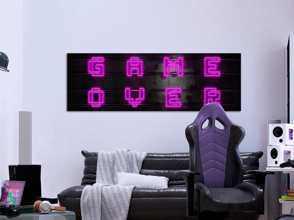 artgeist Acoustic Canvas Wall Art Print for Gamers Game Console 53x18 in - 1pcs Picture with Acoustic Foam Sound Print Artwork Room Acoustics Soundproofing Game Over Gaming Play i-A-0204-b-a artgeist