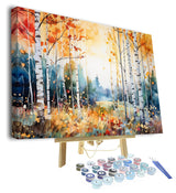 Paint by Numbers Birch Forest in Autumn Season DIY Paint by Numbers Kit for Adults and Kids DIY Canvas Painting by Numbers Watercolor Oil Painting Acrylic Painting Arts and Craft Framed 16x20 Inch TUMOVO