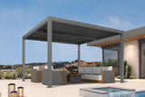 PURPLE LEAF Louvered Pergola 12' x 12' Outdoor Full Aluminum Pergola with Adjustable Rainproof Roof Modern Retractable Patio Hardtop Gazebo for Deck Backyard Garden Slate Grey PURPLE LEAF