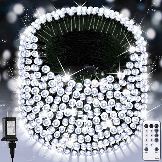 Aurelema 1000 LED 403ft Christmas String Lights Outdoor Extra Long Christmas Light UL Certified Fairy Light Plug in Waterproof 8 Modes and Memory Timer Remote for Home Yard Party Wedding(White)