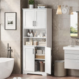 IDEALHOUSE Tall Bathroom Cabinet, Freestanding Bathroom Storage Cabinet with 4 Doors and Adjustable Shelves, 67" Cupboard Modern Storage Cabinet for Kitchen, Pantry, Living Room, Antique White IDEALHOUSE