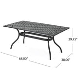 Christopher Knight Home Cayman Outdoor 6-Seater Cast Aluminum Dining Set, 7-Pcs Set, Black Sand Christopher Knight Home