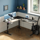 Cubiker 63" L Shaped Standing Desk, Adjustable Corner Standing Desk L Shape with Splice Board, Black Cubiker