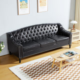 SUJOUCRAFT Chesterfield Camelback Loveseat & 3 Seater Sofa, Mid-Century Living Room Leather Upholstered Leather Sofa Sets, Sofa Couch Sectional with Deep Seat Tufted Backrest (PU-Camelback-2+3, Brown) SUJOUCRAFT