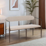 Christopher Knight Home Names Modern Metal Loveseat, Living Room Fabric Upholstered Settee, Curved Open Backrest 2-Seater Sofa, Cozy Couch for Bedroom, Apartment, Home Office, Black+Coffee+Beige Christopher Knight Home