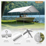 Carport Car Port Canopy 12x20 ft Heavy Duty, Portable Garage Shelter Logic Car Tents Carpas para Carros All Weather for Truck Boat, Galvanized Steel Frame Carports Height Adjustable White Sophia & William