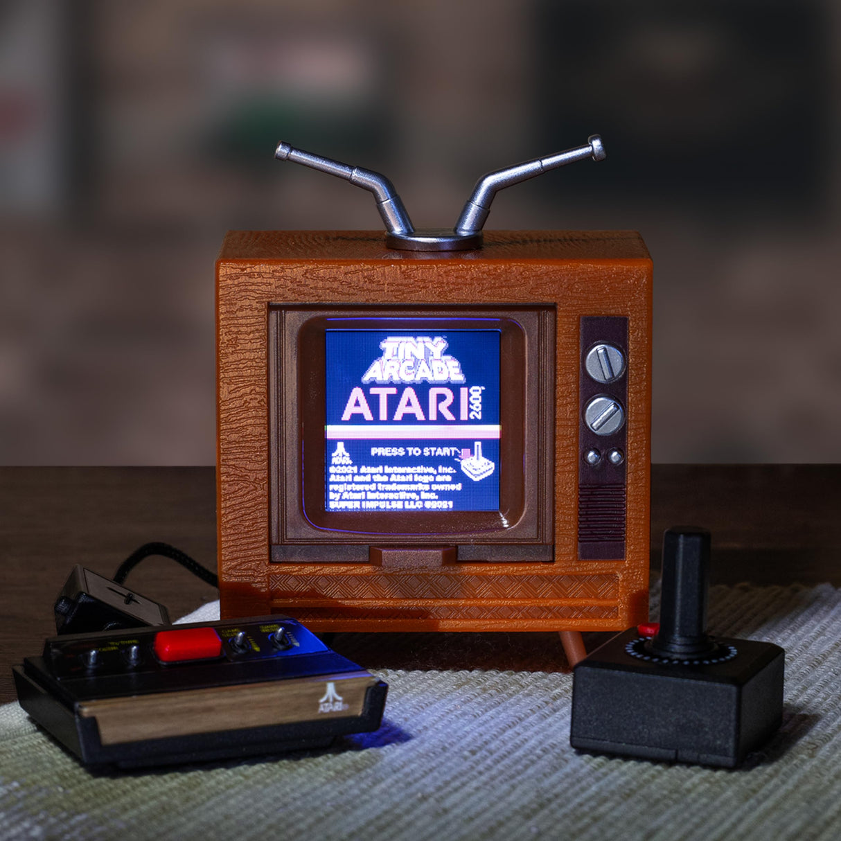 Tiny Arcade Atari 2600 3.5" Mini Retro Game - Playable Console & TV w/ Real Gameplay & Sound-10 Classic Video Games: Pac-Man, Breakout, &More(Ages 8+) Super Impulse