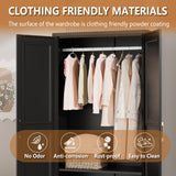 Polup Metal Armoire Wardrobe Closet with Drawer, 71“ Tall Wardrobe with Doors and Shelves, Metal Wardrobes Closet with Hanging Rod, for Bedroom, Black, Assembly Required Polup