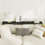 SONGXIN 70.9" Console Table,Modern Extra Narrow Long Sofa Table Behind Couch,Skinny Entry Table with Black Metal Frame for Living Room, Hallway,Classic Black SONGXIN