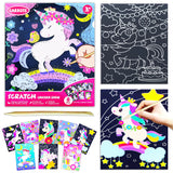BAOXUE Scratch Art for Kids, Unicorns Black Rainbow Scratch Art Paper Set-Arts and Crafts & Supplies, DIY Activity & Party Games, Unicorn Art Gifts for Toddlers, Girls & Boys BAOXUE