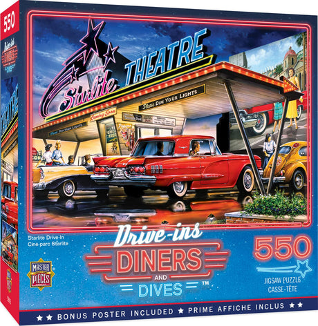 Masterpieces 550 Piece Jigsaw Puzzle for Adults and Family - Starlite Drive-in - 18"x24" Masterpieces