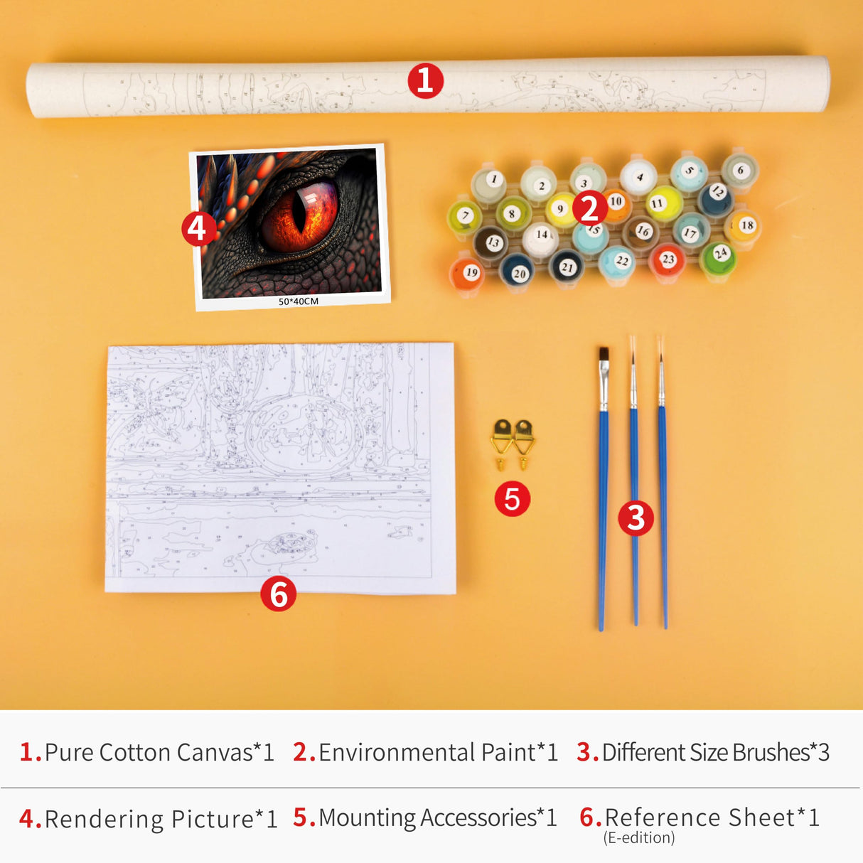 TUMOVO Dragon Eyes Paint by Numbers for Adults - Fire Dragon DIY Kit, Fantasy Animal, Abstract Red Eye - 16"x20" (Frameless) TUMOVO