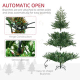HOMCOM 6ft Artificial Christmas Tree Holiday Décor with 795 Branches, Auto Open, Steel Base, Wide Shape, Easy-to-Shape Branches HOMCOM