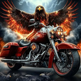 MXJSUA Eagle Diamond Painting Kits for Adults, Motorcycle 5D Diamond Art Kits for Beginners, DIY Full Round Drill Picture with Diamond for Home Wall Decor, 12x12 Inch MXJSUA
