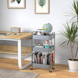 3-Tier Kitchen Cart Multifunctional Rolling Utility Cart with Lockable Wheels，Storage Craft Art Cart Trolley Organizer Serving Cart Easy Assembly for Office, Bathroom, Kitchen, Classroom（silvery-grey） MAX Houser