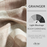 Elrene Home Fashions Farmhouse Living Grainger Buffalo-Check Blackout Window Curtain, Living Room and Bedroom Drape with Rod Pocket Tabs, 52" x 95", Linen, 1 Panel Elrene