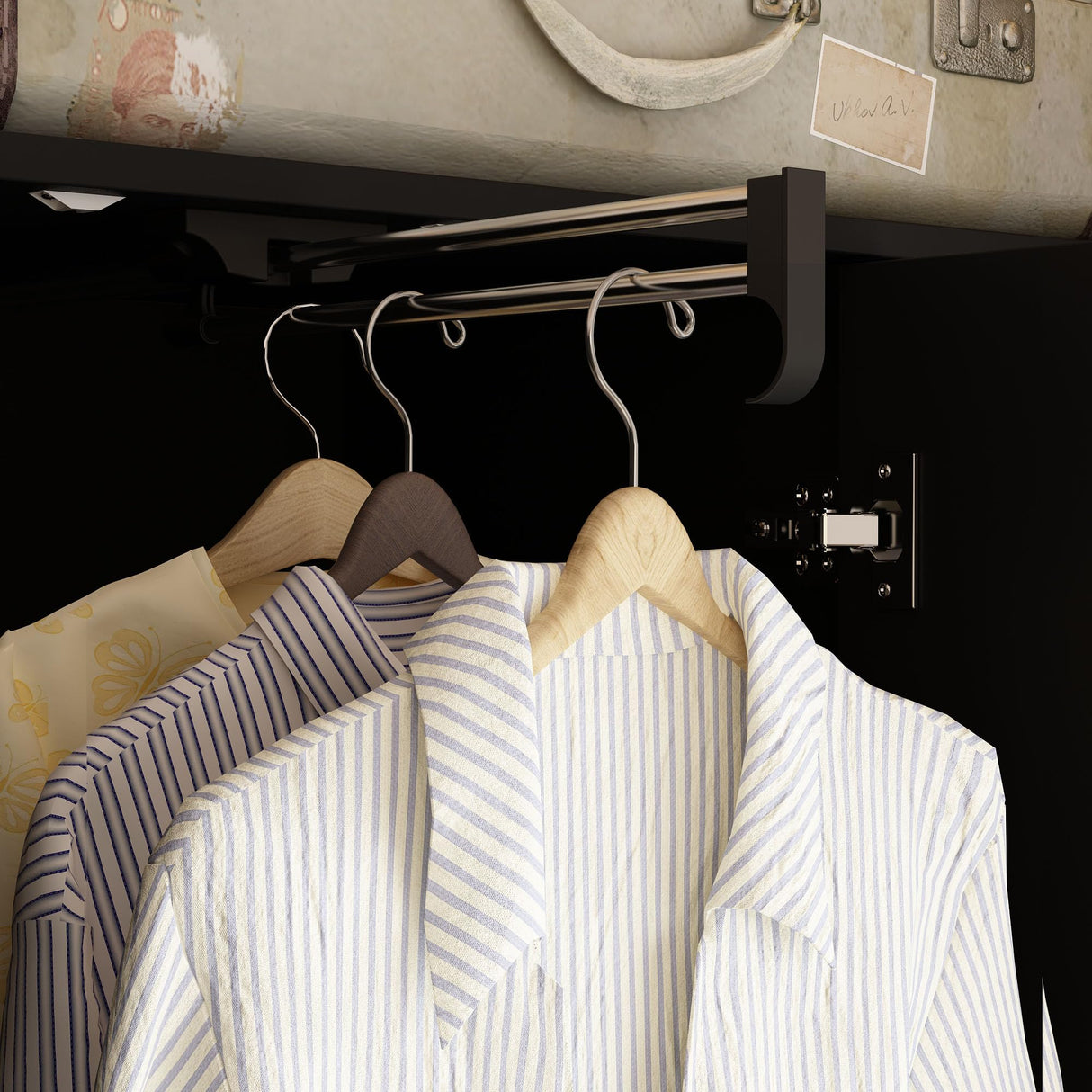 Homsee Wardrobe Armoire Wooden Closet with Mirror, 2 Doors, 2 Drawers, 4 Open Storage Cubes and Hanging Rod for Bedroom, Black (35.5”L x 15.8”W x 70.8”H) Homsee