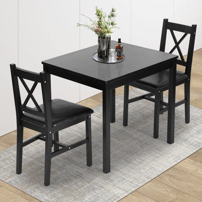 Hudada Kitchen Table Set 3 Piece Dining Table Set Sturdy Wooden Square Table and Chair Breakfast Table Set for 2 Person, Small Dining Room Table Set