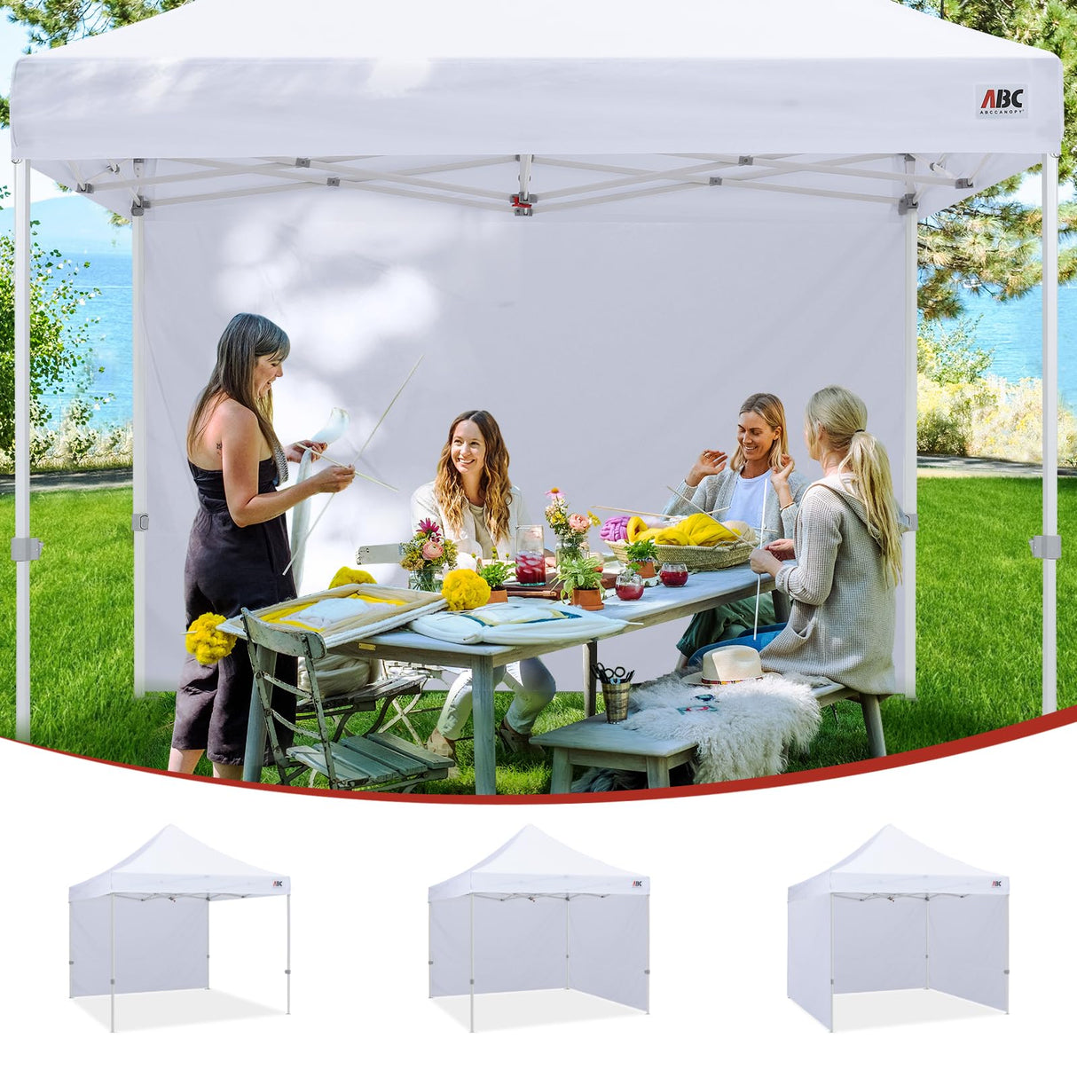 ABCCANOPY Instant Canopy SunWall 10x10 FT, 1 Pack Sidewall Only, No Frame or Top, White ABCCANOPY