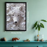 Impossible Flower Wolf Puzzles for Adults 1000 Pieces, Hard Difficult Animals White Jigsaw Puzzles, Floral Winter Wolves Art Puzzles BBOLDIN