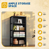 DWVO 4 Drawers Dresser, Dresser for Bedroom, Fabric Storage Tower, Chest of Drawers, Organizer Unit for Closets, Living Room, Sturdy Steel Frame, Wooden Top, Easy Pull Fabric Bins DWVO
