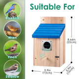 Dreyoo 2 Pack Cedar Bluebird Box Houses for Outside, 1-1/2'' Entrance Hole Wooden Bird Houses with Metal Guard, Secure Latch, Fledgling Grooves, Air Vents for Bluebird Wren Swallow Dreyoo