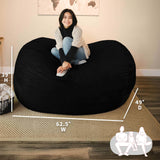 Big Joe Fuf XL Foam Filled Bean Bag Chair with Removable Cover, Black Plush, Soft Polyester, 5 feet Giant Big Joe