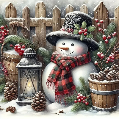 Winter Snowman Light Diamond Art Kits for Adults, 5D Diamond Painting Kits for Adults Beginners, DIY Full Round Drill Diamond Dot Painting Gem Art Kits for Adult, Home Wall Decor 13.8x13.8 Inch