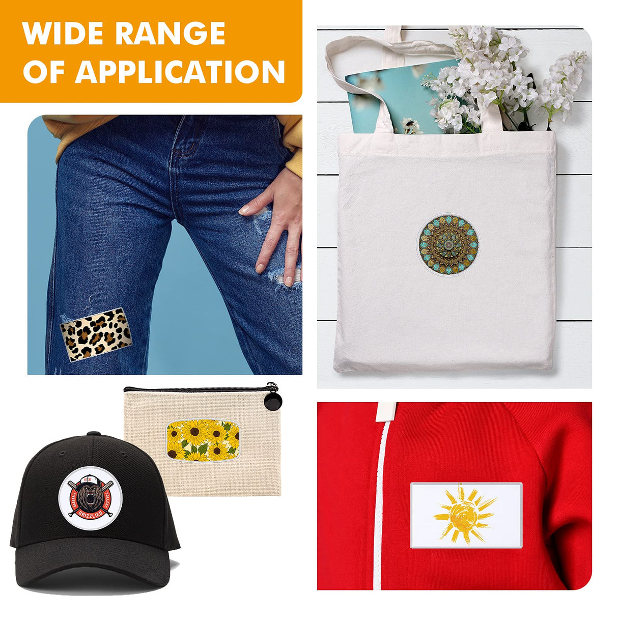 30 Pieces Sublimation Patches Fabric Iron-on Blank Patches 3 Shapes Repair Patches Sublimation Blank Hat Patch for DIY Crafts, Caps Clothes Shoes Bags Backpacks Uniforms (White Frame) Waydress