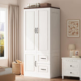 ModernMate Armoire Wardrobe Closet, 71 Inches Tall Wooden Modern Bedroom Armoires with 3 Doors and 2 Drawers, Freestanding Wardrobe Combination Clothing Cabinet with Hanging Rod, White ModernMate