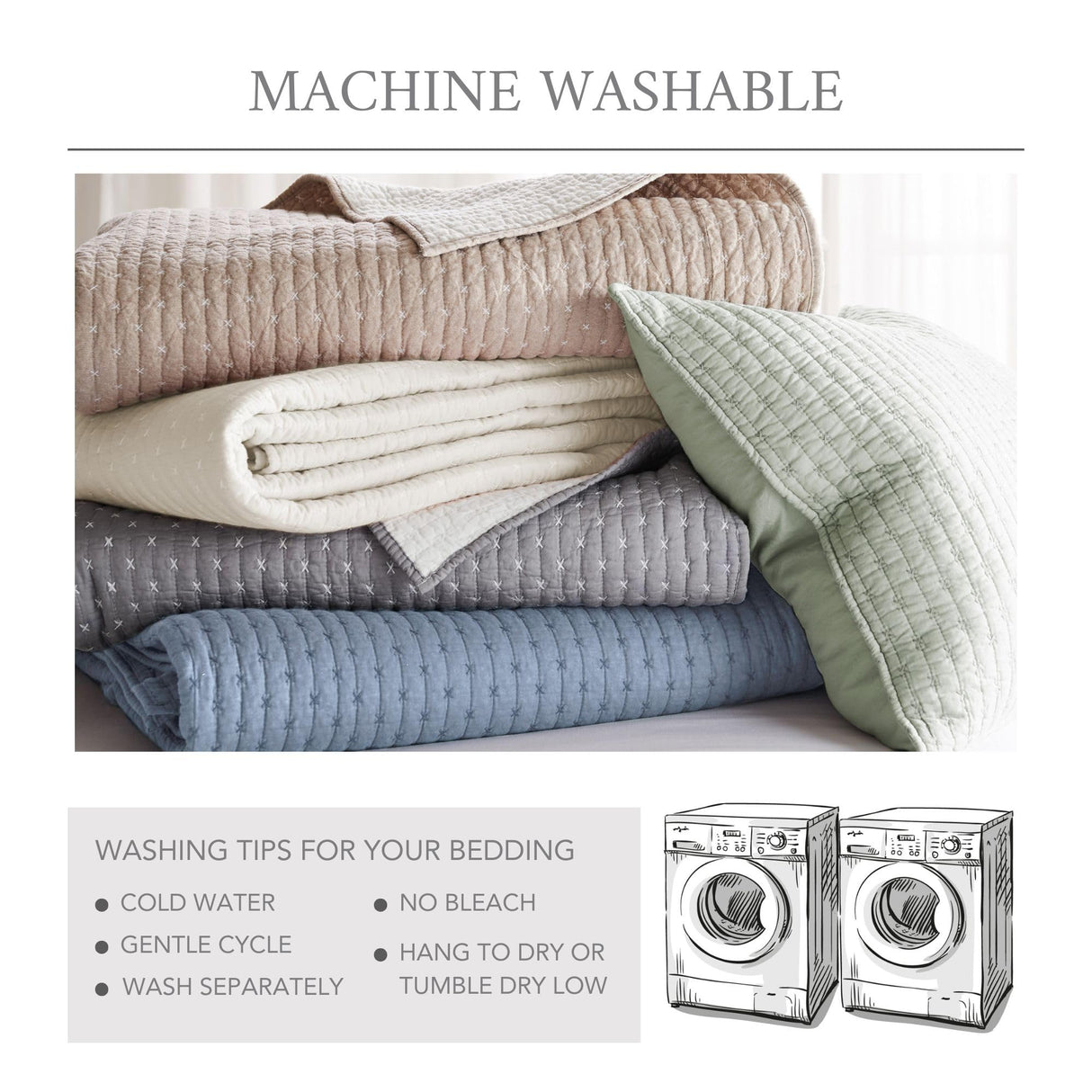 Levtex Home Cross Stitch Reversible King/Cal King Quilt Set (106x92in) and 2 Pillow Shams (36x20in) - Stitch Texture - Taupe - Cotton King Size Quilt Bedding Set - Lightweight Soft Pre-Washed Levtex Home