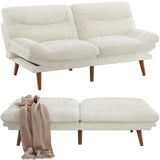 Pipishell Convertible Futon Sofa Couch, Corduroy Futon with Adjustable Backrest and Armrests, Futon Sofa Bed for Small Apartments, Living Room or Office(White) Pipishell