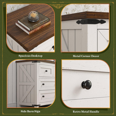 Romorgniz White Dresser, Farmhouse Dresser with Smooth Metal Rails, Wide Large Storage Drawers and TV Stand for Bedroom, Hallway Romorgniz