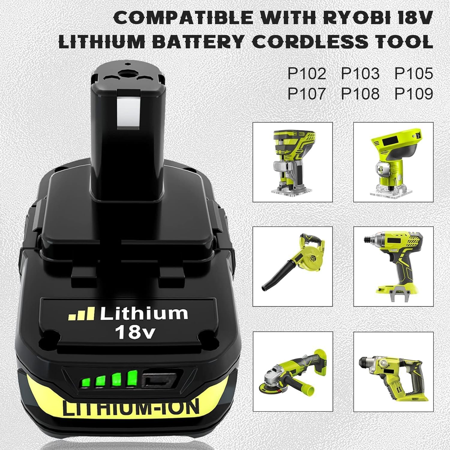 3000mAh 18V P102 P108 Li-ion Replacement Battery for Ryobi 18 Volt Battery Lithium-ion Plus Battery Max P102 P108 P103 P105 P107 P109 P104 Compatible with Ryobi 18Volt Power Cordless Tools (2 - WoodArtSupply