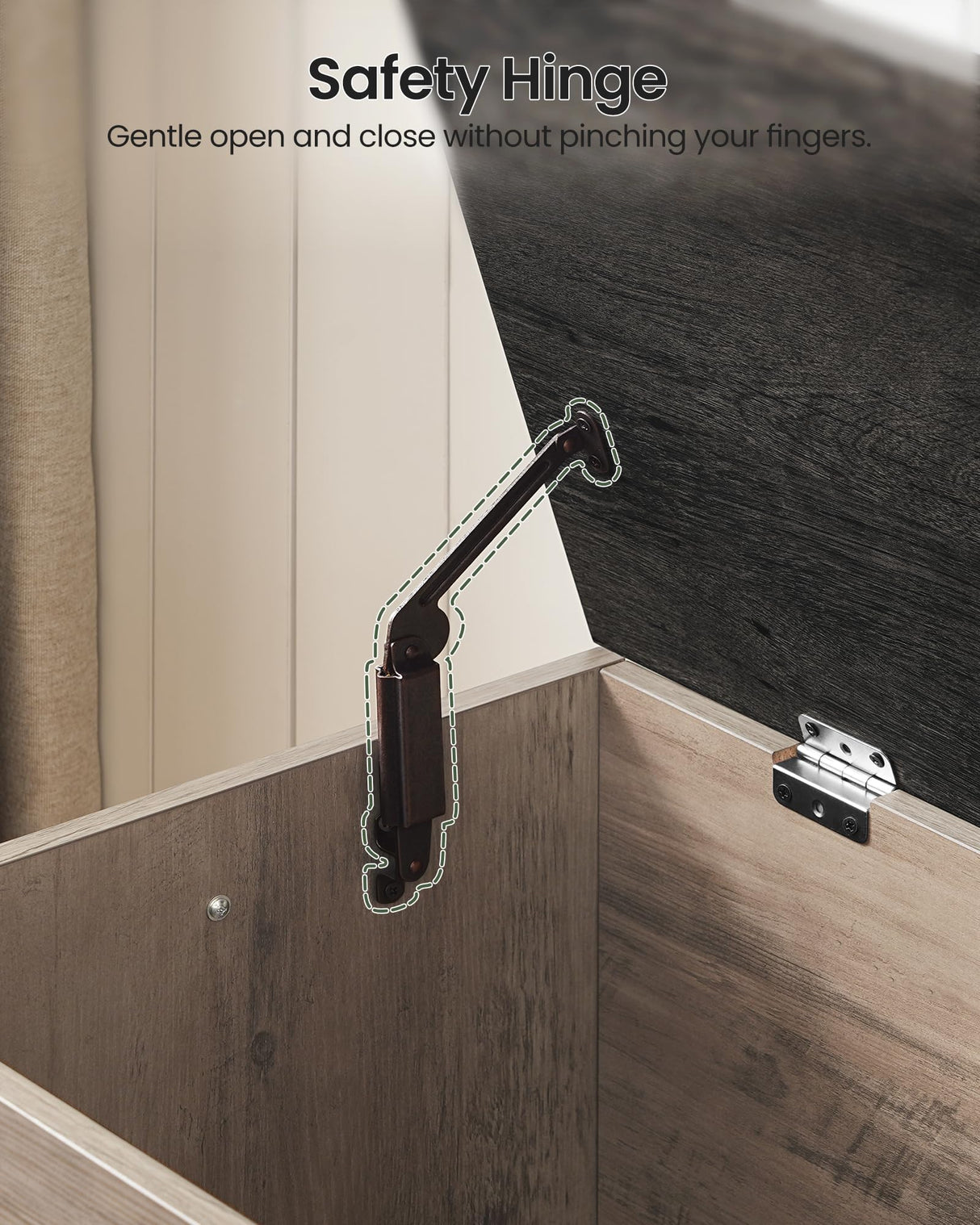 CHOEZON Storage Chest, 39.4" Wooden Storage Trunk, Retro Storage Bench with Safety Hinge, Toy Chest Storage, Farmhouse Style, for Bedroom, Living Room, Charcoal Gray and Greige MCW10HC CHOEZON