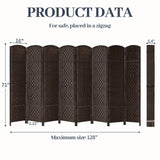HALLYBEE Room Divider for Space Separation, Room Dividers and Folding Privacy Screens, 6ft Wall Partitions, Privacy Screen, 16in Folding Panel Separation 8 Panel, Dark Mocha HALLYBEE