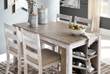 Signature Design by Ashley Skempton Farmhouse 36" Counter Height Dining Table with Storage & Wine Rack, Whitewash Signature Design by Ashley